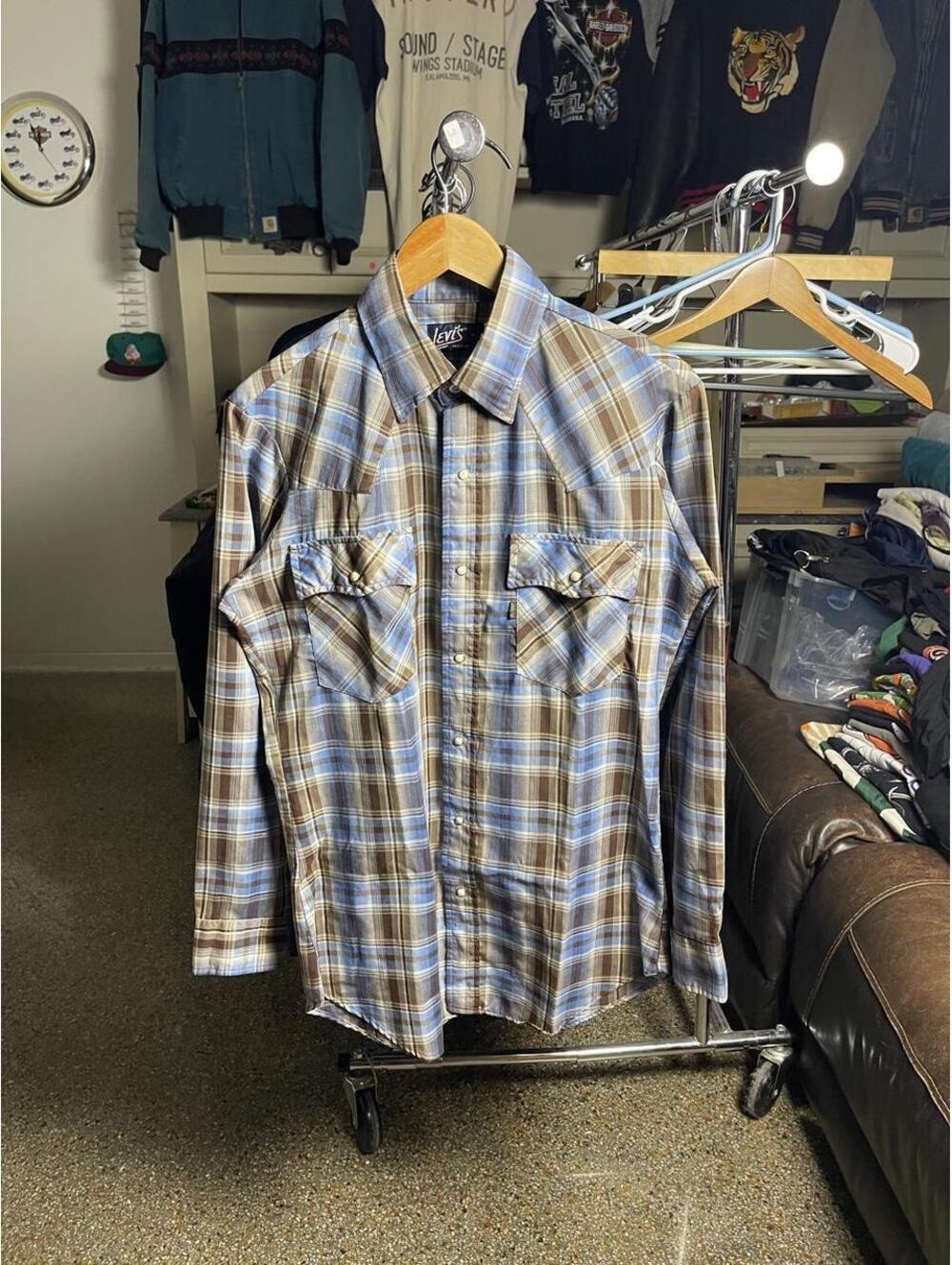 Vintage 1970s Levi’s Pearl Snap button up flannel shirt
